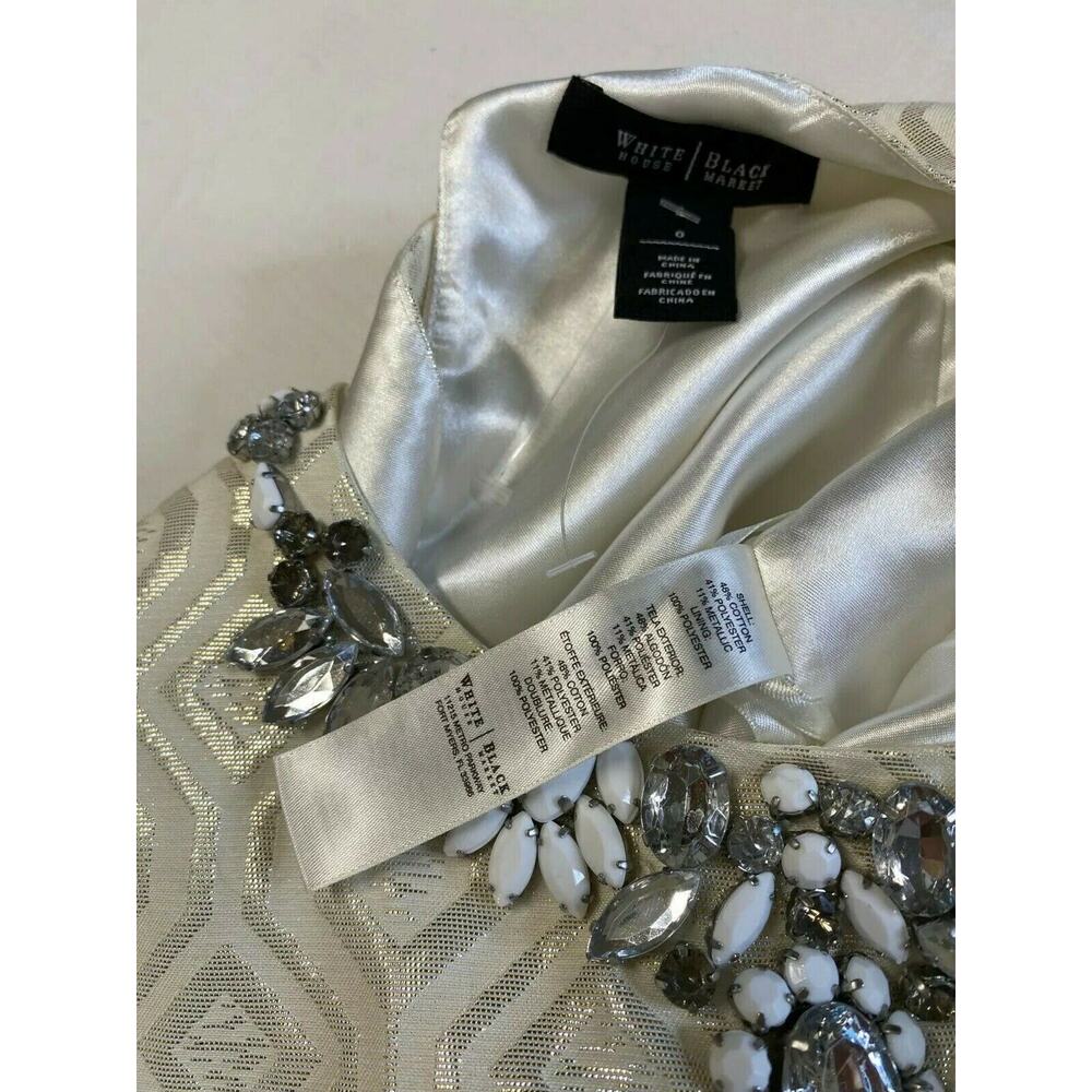 White House black market Embellished ivory sz 0 cocktail dress - Picture 8 of 9